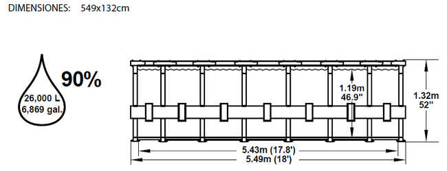 Piscina Bestway Steel Pro Ultra-Reforzada 549x132 56232 56280