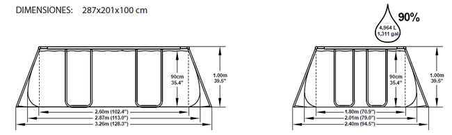 Piscina Bestway Rectangular Frame 287x201x100 56248 56249