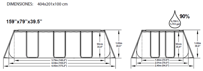 Piscina Bestway Rectangular Frame 404x201x100 56251 56252 56255