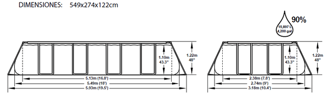 Piscina Bestway Rectangular Frame 549x274x122 56223 56256