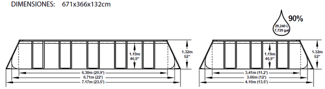 Piscina Bestway Rectangular Frame 671x366x132 56272 56278