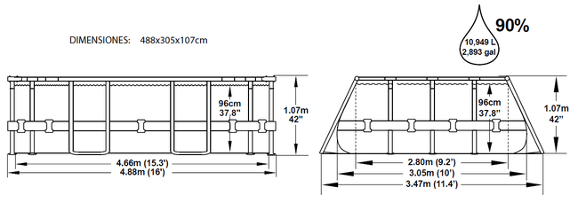 Piscina Bestway Oval Frame 488x305x107 56296