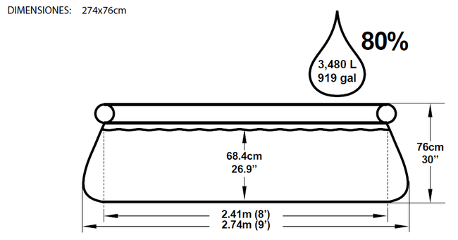 Piscina Bestway Fast Set 274x76 cm 57249 12226