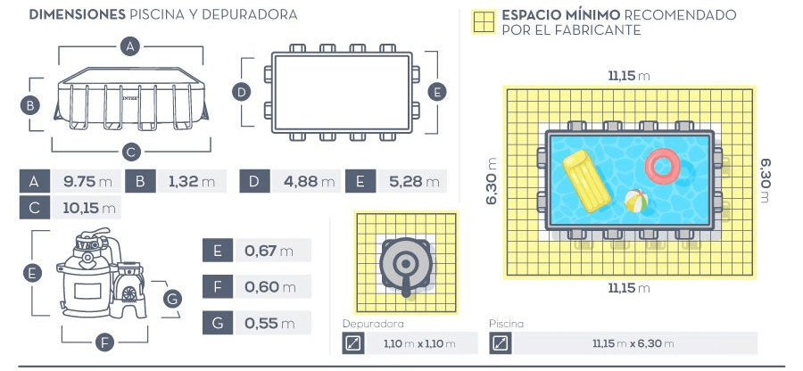 Piscina Intex Rectangular Ultra Frame 975x488x132 cm 26372