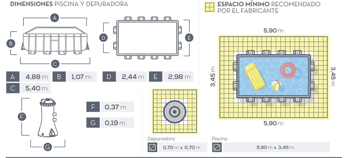 Piscina Intex Prisma Frame Rectangular 488x244x107 cm 26792NP