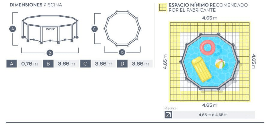 Piscina Intex Prisma Frame 366x76 cm sin Filtro 28710