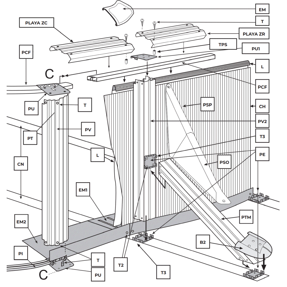 Repuestos Piscinas Ovaladas Blancas con Postes de 120 cm