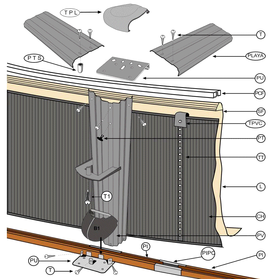 Repuestos Piscinas Redondas Imitación Grafito de 132 cm