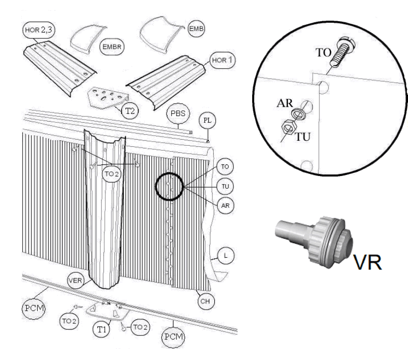 Repuestos Piscinas Toi 550x366x132 cm