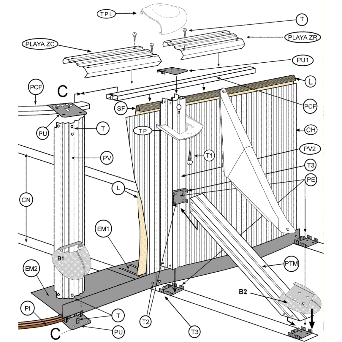 Repuestos Piscinas Ovaladas Imitación Grafito con Postes de 132 cm