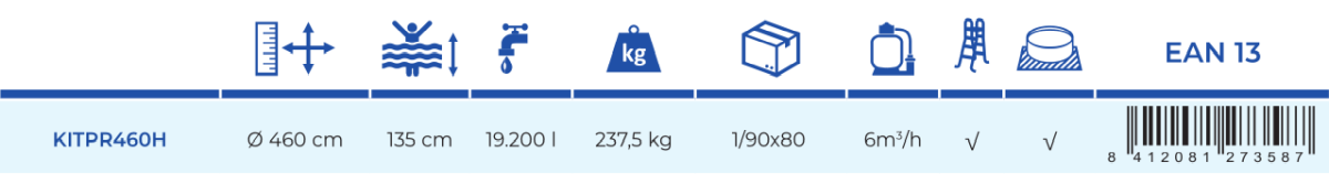 Piscina Gre Fusión 460x135 KITPR460H