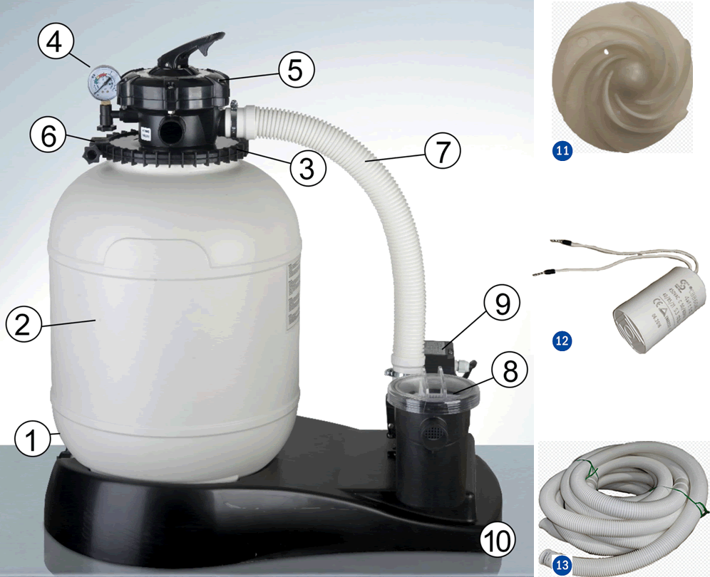 Despiece del Filtro de Arena Gre FA6040