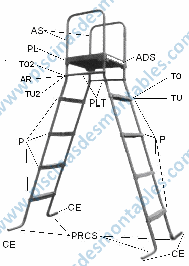 Despiece de Escalera con Plataforma Toi 4876